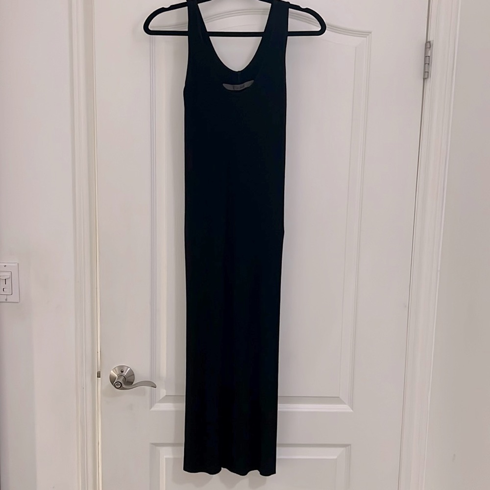 Enza Costa silk ribbed midi dress black Small
